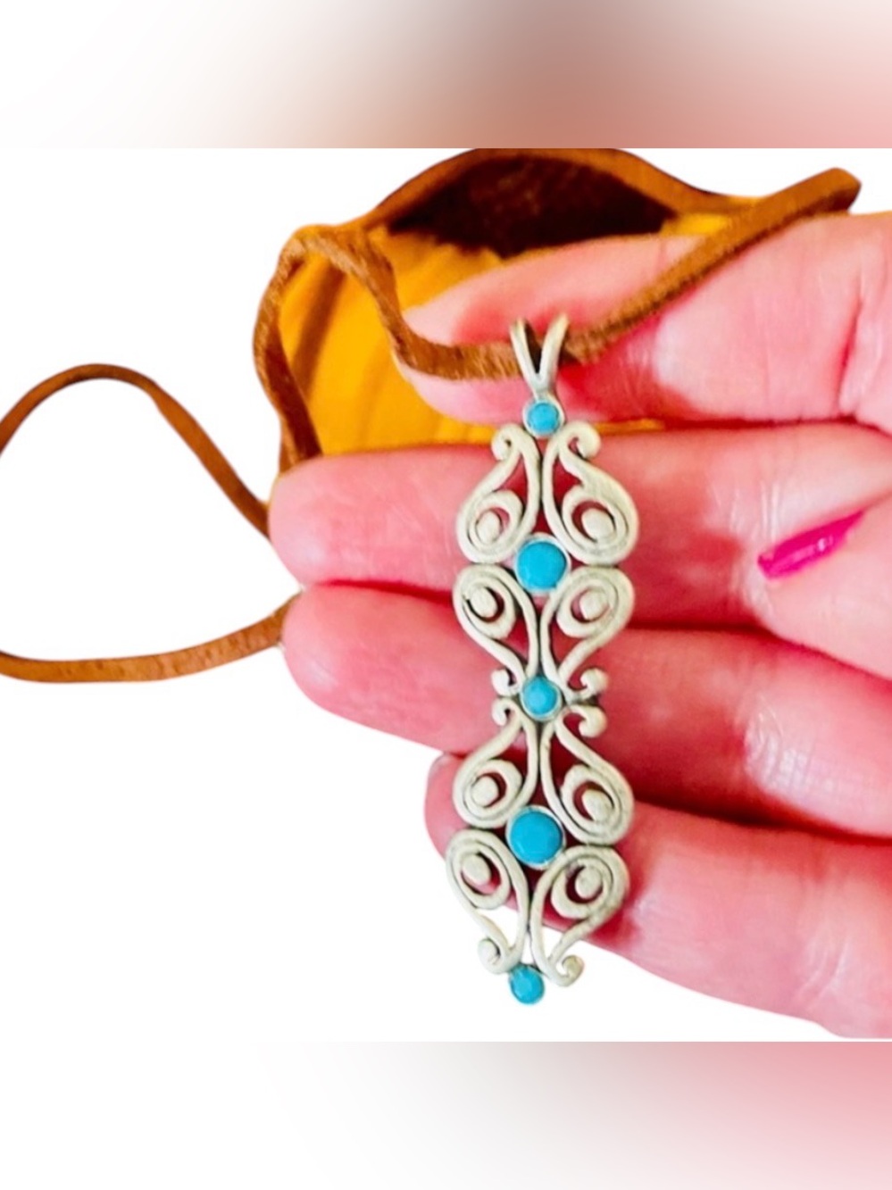 Southwestern Silver and Turquoise Pendant Choker Necklace